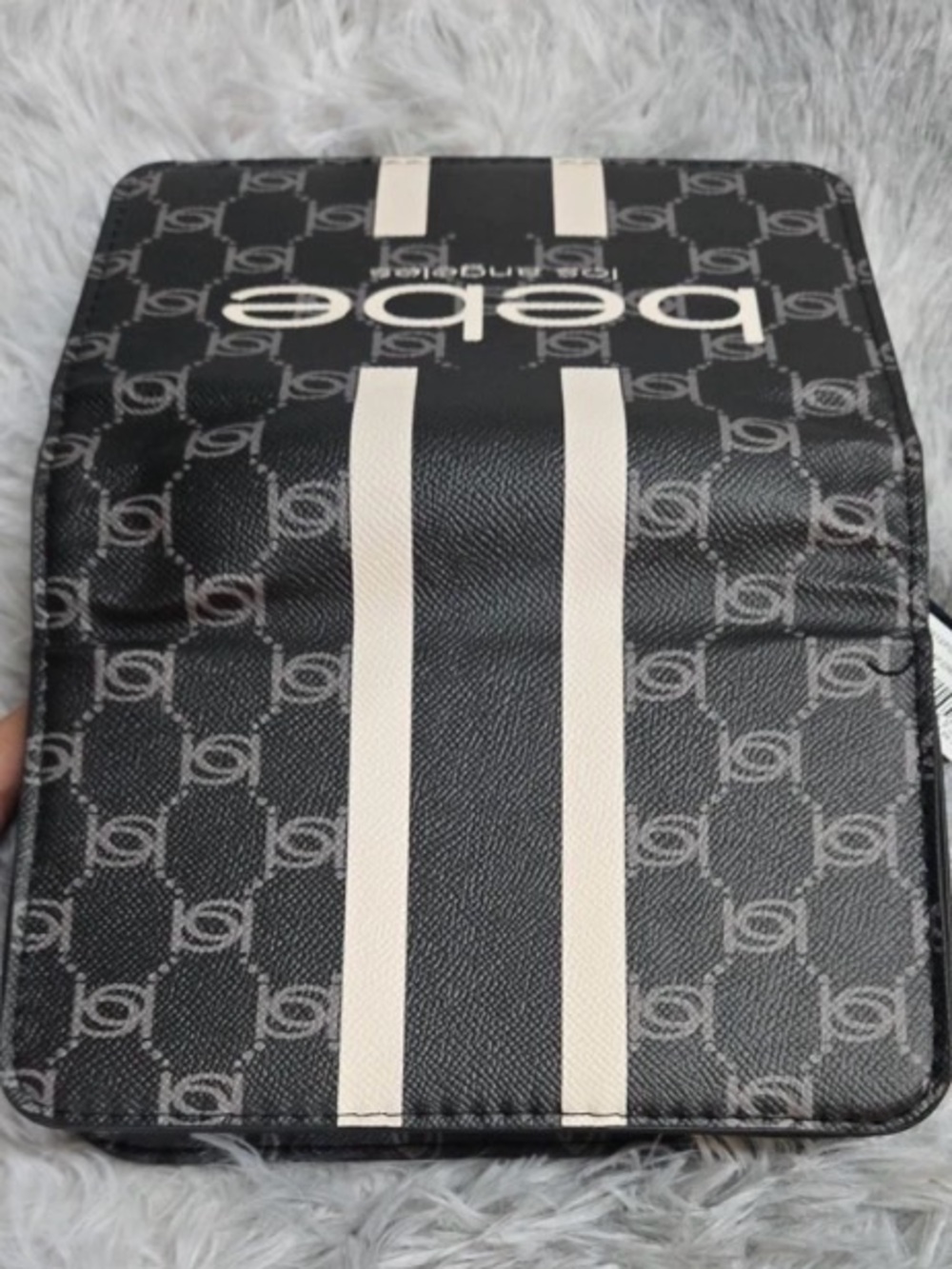 bebe Black and Cream Paisley Flap Crossbody - Picture 4 of 5